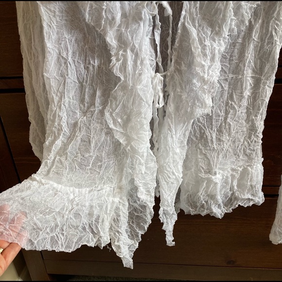 White Elena Wang Ruffle Knit Jacket Size S  Excellent Used Condition - Picture 6 of 10
